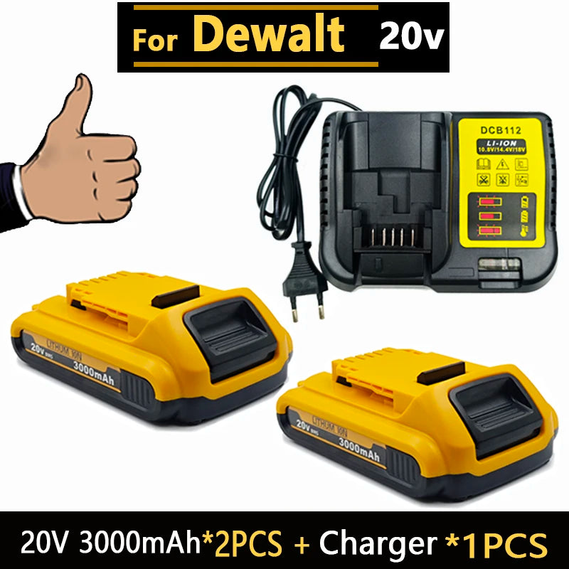 New for Dewalt lithium battery 20V/20V universal lithium battery fast charging DCB118 DCB115 DCG405 DCF512 DCD805 DCF887 battery Oasis Select 2Pcs 3Ah-1Pcs EU
