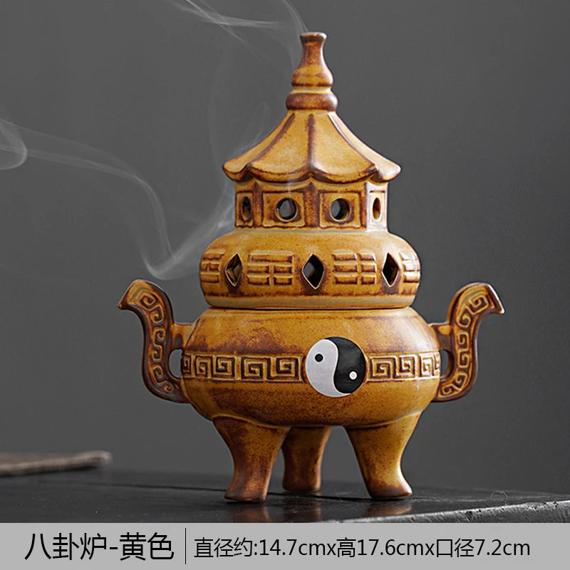 Tall Tai Chi Eight Trigu Stove Living Room Decoration Creative Home Indoor Plate Incense Burner Ceramic Incense Burner Oasis Select B
