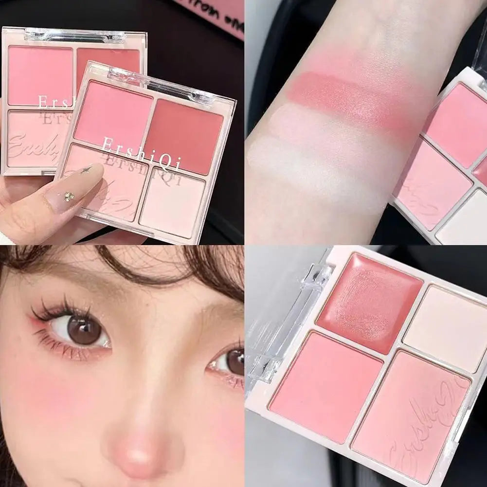 4-Color Matte Blush Palette – Shimmer Pigmented Cheek Makeup Blush Palette Oasis Select