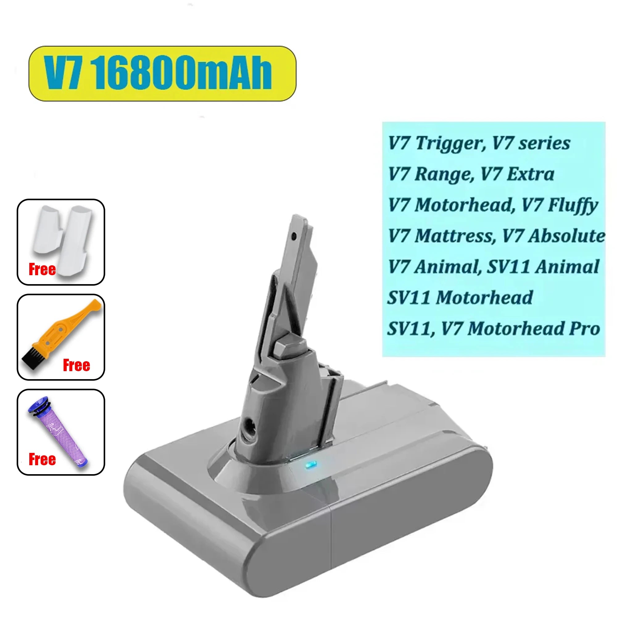 100% New For Dyson V7 battery 21.6V 28000mAh Li-lon Rechargeable Battery Animal Pro Vacuum Cleaner Replacement Battery Oasis Select V7 16800mAh