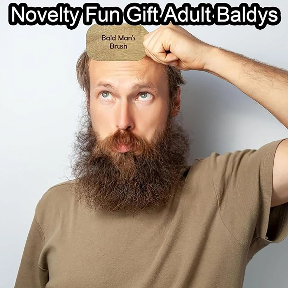 Bald Man Brush Funny Wooden Hairless Toothless Comb Buffer Bold Head Polish Shiner Hair Brush Novelty Fun Gift Adult Baldys Oasis Select