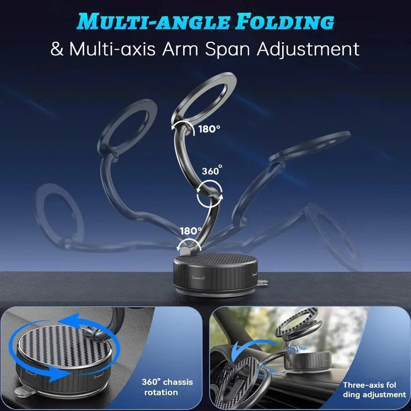 Foldable Magnetic Phone Car Holder Vacuum For Magsafe iPhone 17~12 Pro Max Samsung Car/Gym/Mirror/Shower Vacuum Suction Stand Oasis Select