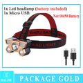 5 LED USB Rechargeable Headlamp 18650 Built in Battery Headlight Portable Head Flashlight Working Light Fishing Camping Lantern Oasis Select headlamp gold Built in battery US
