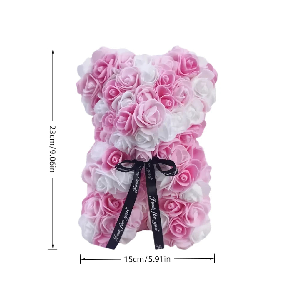 1Pc Artificial Rose Bear, Artificial Rose Bear Birthday, Valentine's Day, Wedding, Mother's Day and Anniversary Gifts Oasis Select