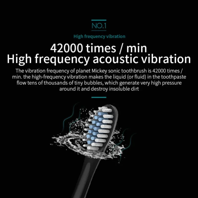 Electric Toothbrush Soft Bristles 6 Speed Automatic for Adults & Kids Universal Smart Charging All Ages Compatible Oasis Select
