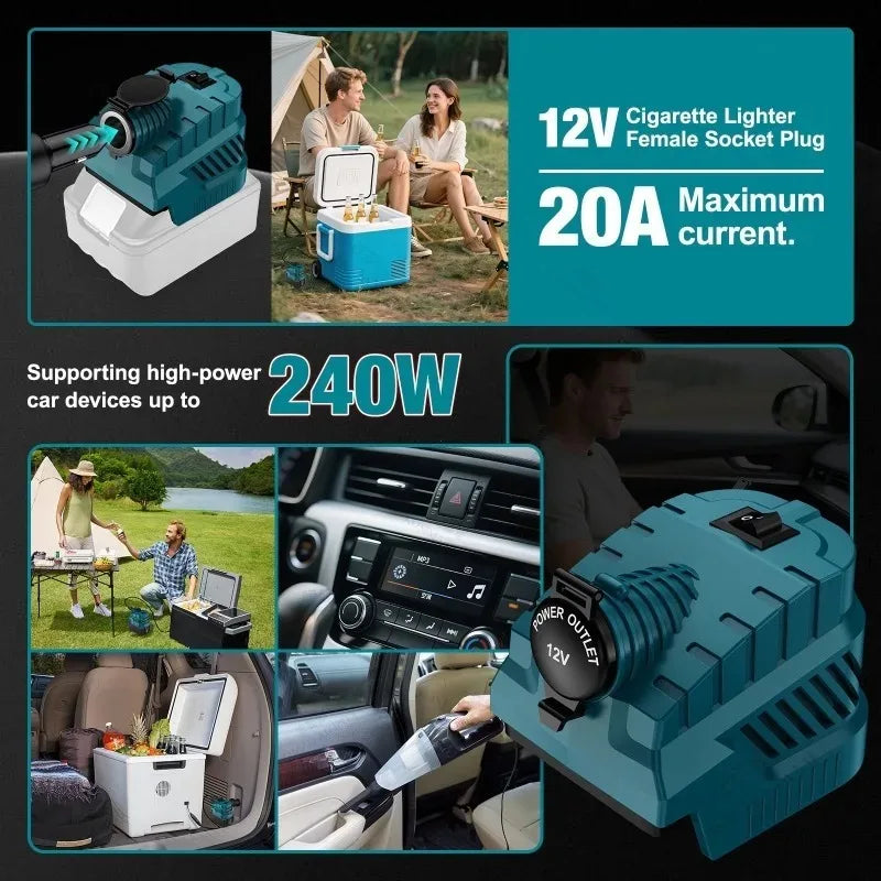 For Makita 18V Battery To 12V 240W Power Adapter for Car Fridge Cigarette Lighter Port Buck Converter Regulator Tool Accessory Oasis Select