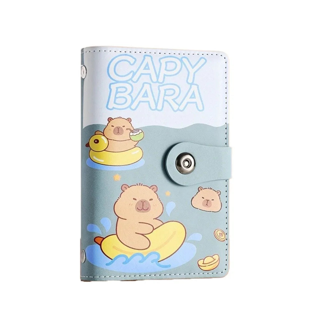 Cartoon Capybara Saving Money Binder PU Leather with Password Lock Planner Organizer Savings Handbook Cash Envelopes Oasis Select Style B Blue