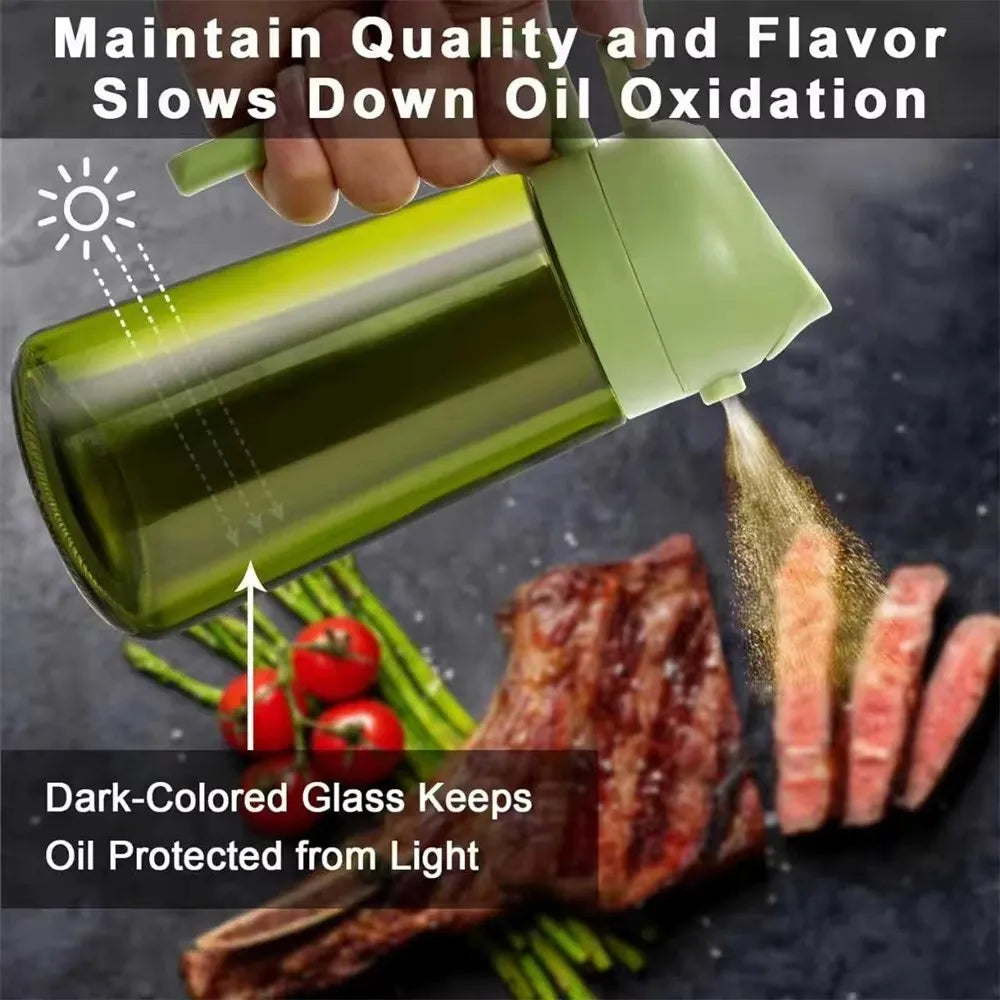 16oz 2-in-1 Glass Oil Dispenser and Spray Bottle Leakproof Olive Oil Sprayer Suitable for Cooking Baking Barbecue Fryer Kitchen Oasis Select