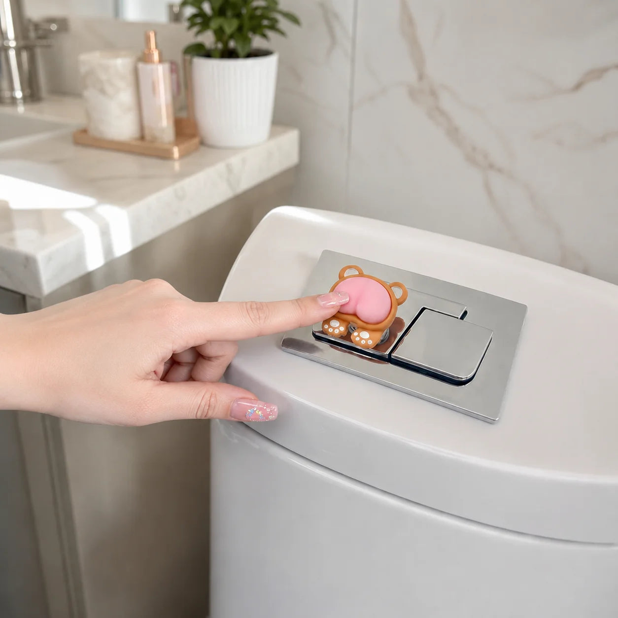Funny Animal Toilet Flush Button Assistant Silicone Cartoon Button Presser Helper for Long Nails Bathroom Decor Oasis Select