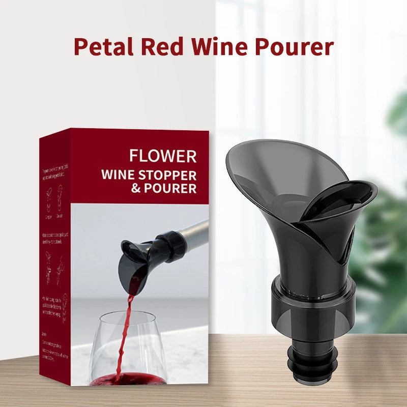 Petal Shaped Wine Dispenser Red Wine Vacuum Fresh-Keeping Stopper 2-in-1 Household Wine Storage Fast Dispenser Oasis Select
