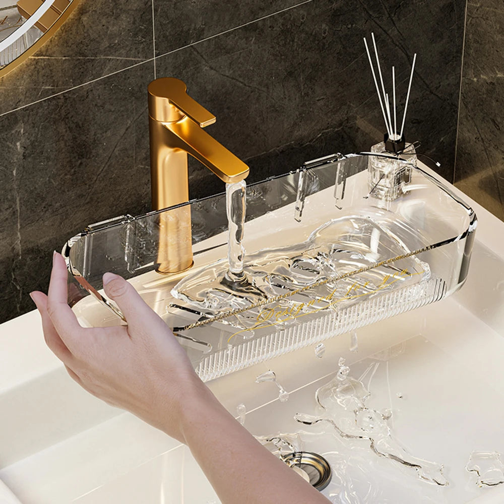 Acrylic Corner Bathroom Shelf | Wall Mounted Cosmetic Organizer