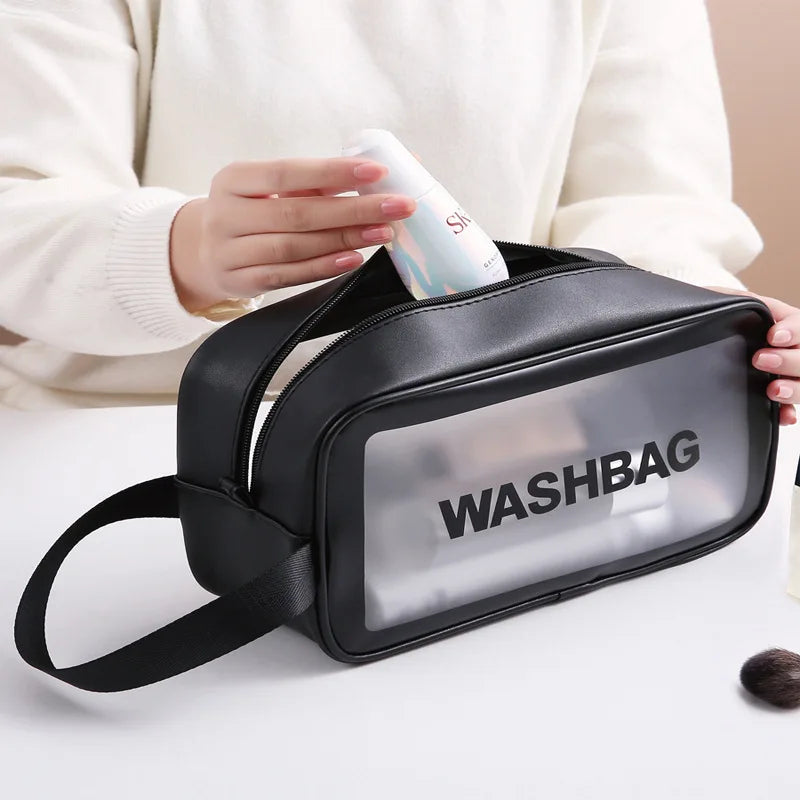 Portable Cosmetic Waterproof Bag Large Capacity Dust Proof Make Up Storage Handbags PVC Fashion Transparent Travel Bags Oasis Select