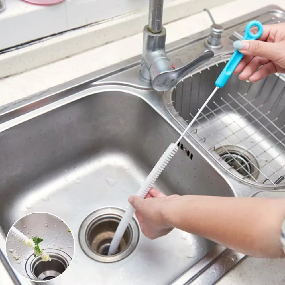 Household Cleaning Nylon Sewer Cleaning Brush Flexible Metal Sewer Pipeline Cleaning Tools Extended Kitchen Sink Brush Oasis Select