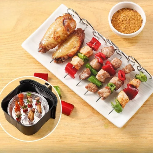 10/5pcs Multifunctional 304 Stainless Steel Barbecue Skewers Air Fryer Oven Vertical Baking Needle Reusable Food Grade Material Oasis Select 5pcs