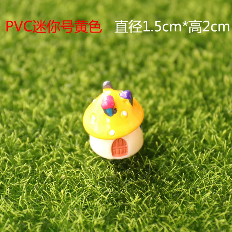 Mini Resin Moss Micro Landscape Decor Outdoor Fairy Miniature Garden Mushroom House Ornaments Handicraft Flower Pot Accessories Oasis Select XS-yellow