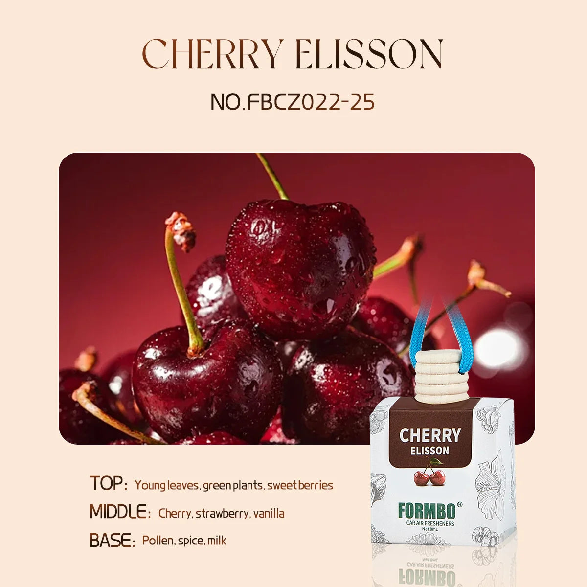 Essential Oil Car Air Freshener – Long-Lasting Liquid Diffuser Car Air Freshener Oasis Select CHERRY ELISSON