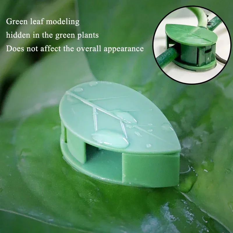 10pcs Leaf-Shaped Plant Holder Green Plant Climbing Wall Gods Sticky Hooks Vine Clip Fixer Multifunctional Flower Hangers Holder Oasis Select