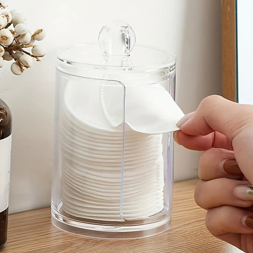 Transparent Stackable Acrylic Cotton Pad Holder, 2 In 1 Cotton Pad Storage, Upper and lower combined storage box Oasis Select A