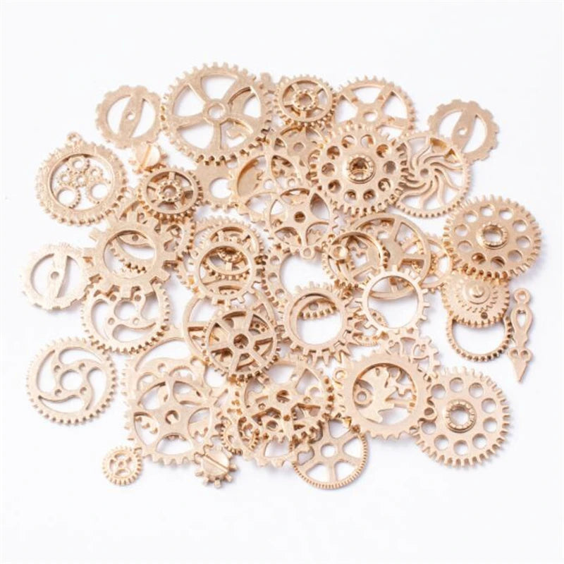 50g Antique Steampunk Gear Accessories Decor DIY Metal Pendants Charms for DIY Necklace Bracelet Crafting Jewelry Making Decor Oasis Select KC 50g