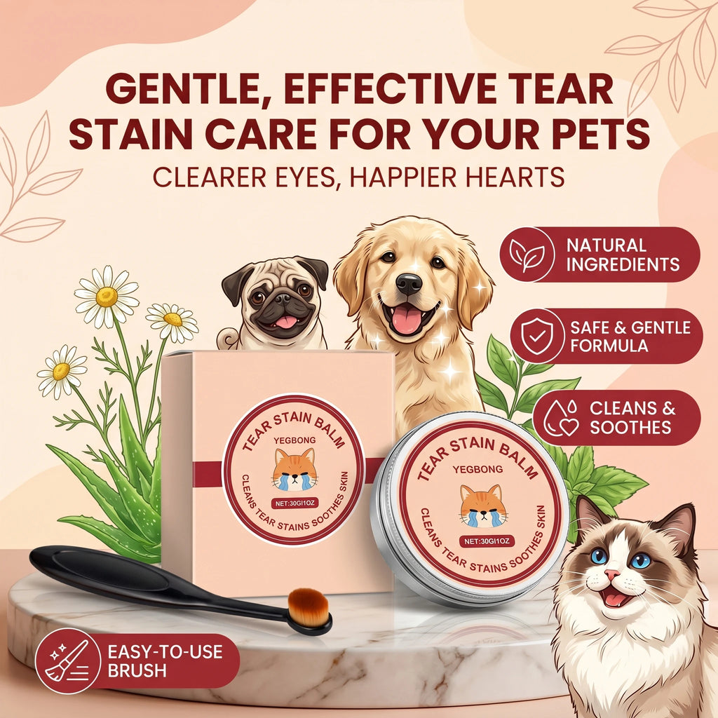 Pet Tear Stains Remover Balm for Dogs and Cats Removes Tear Stains and Eye Discharge Reduce Tear Marks Soothes Eye Area Pet Care Oasis Select