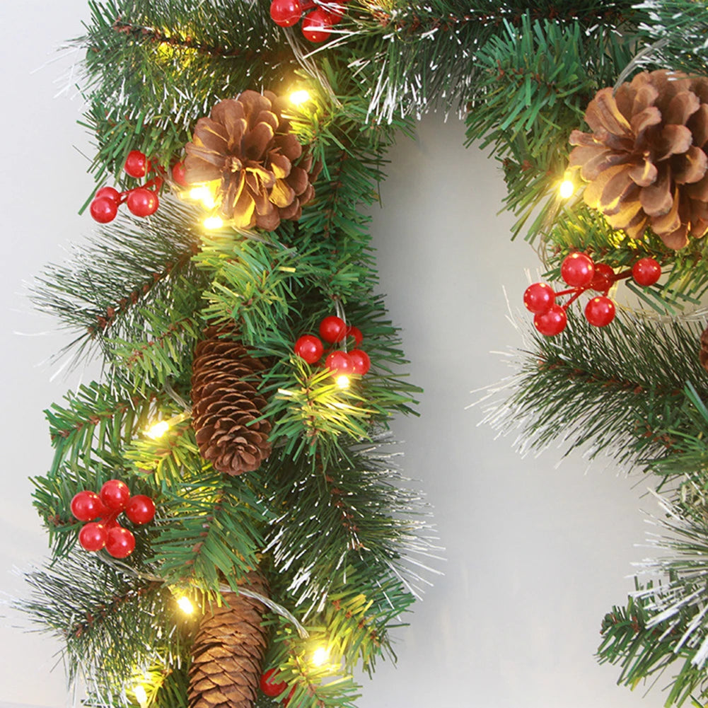 Christmas Red Berry Garland 180cm/270cm | Festive Rattan Decor