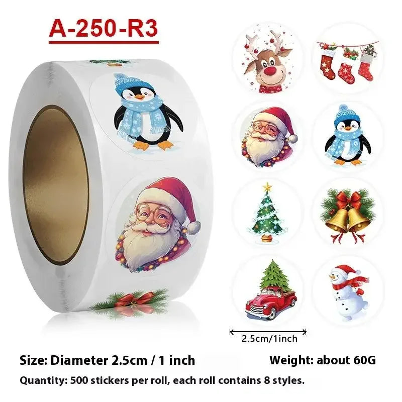 500pcs Merry Christmas Gift Stickers Santa Round Seal Labels Sticker For Gift Baking Package Envelope Stationery Decor Oasis Select