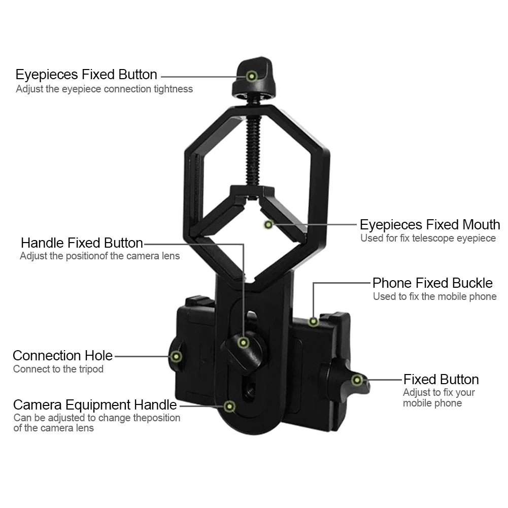 Universal Telescope Phone Adapter Clip Mount | Eyepiece Holder