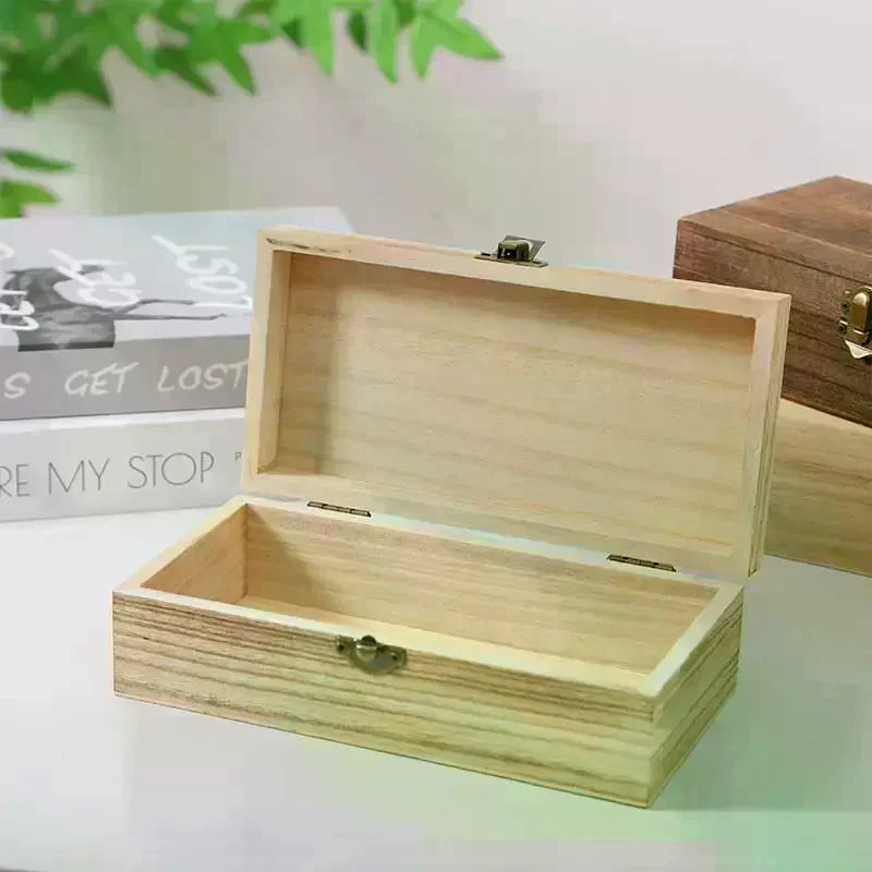 Rectangular Wooden Storage Box Organizer Wooden Storage Case Simple Storage Container Dust-Proof With Lock Jewelry Box Case Oasis Select