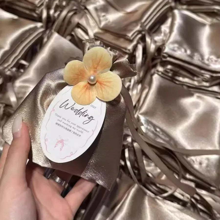 Velvet Drawstring Gift Bag with Bow | Wedding & Party Favor Pouch