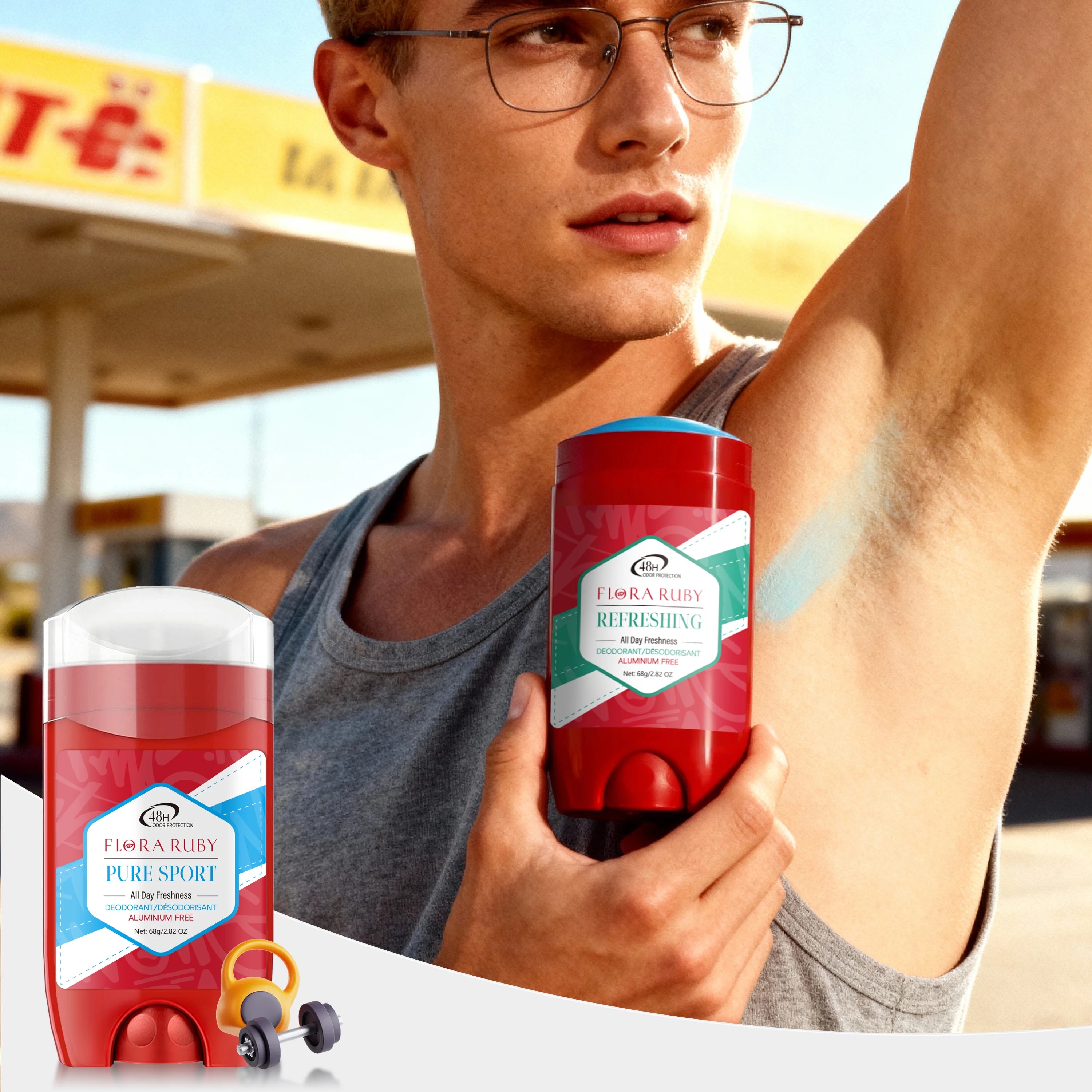 Flora Ruby 68g Stick 48 Hour Male Deodorizer, Deodorizing, Long Lasting Scent Suppress Odor And Eliminate odor Underarm Deodoran Oasis Select