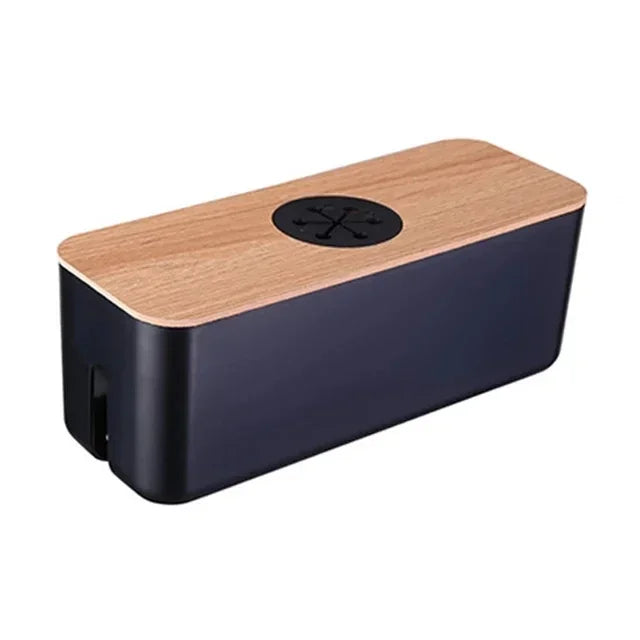 Wooden Cable Storage Box Dustproof Chargers Storage Container Multi Functional Sockets Hidden Box Home Organizer Accessories Oasis Select black