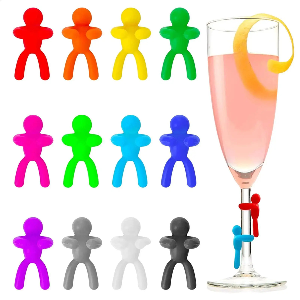 12Pcs Silicone Label Wine Glass Recognizer Drinking Glass Identification Labels Tag Signs for Party Barware Label Accessories Oasis Select
