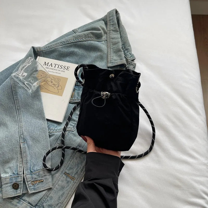 Nylon Crossbody Bag Soft Mini Phone Wallet Multifunctional Square Shoulder Bag Crossbody Purse Canvas Purse Messenger Bag Oasis Select black