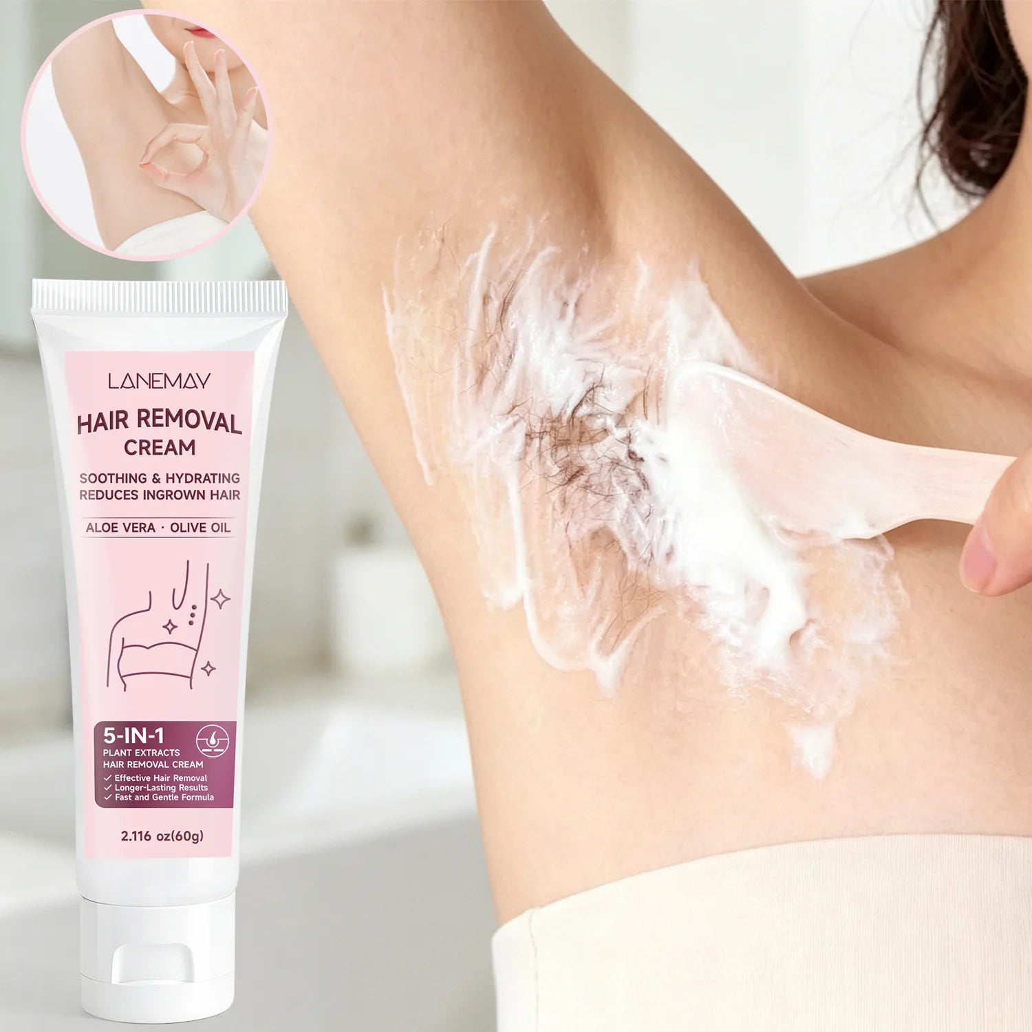 5-in-1 Hair Removal Cream – Aloe Vera & Olive Oil | 60g