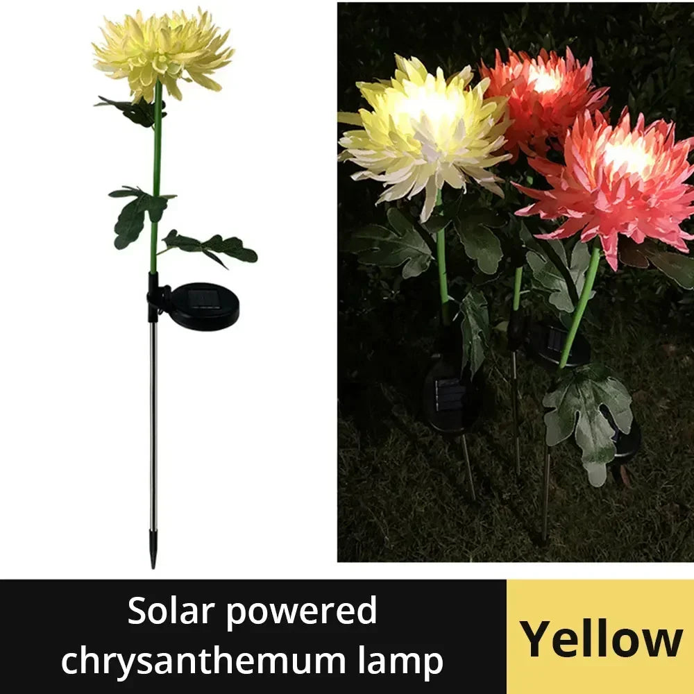 Solar Chrysanthemum LED Garden Stake Light | IP65 Waterproof