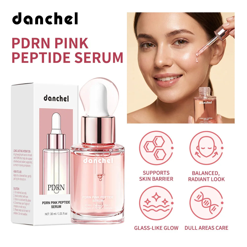 PDRN Pink Peptide Serum Improve Dullness Enhance Elasticity Long-Lasting Hydration Natural Formula Dropper Design Skincare Serum Oasis Select