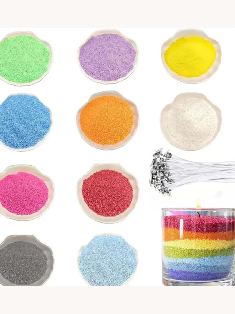 20g 10 Colors/Bag DIY Pearl Candle Sand Kit with 20pcs Wicks for Crafting Weddings Parties Valentine’s Day Decor, Candle Making Oasis Select 10color