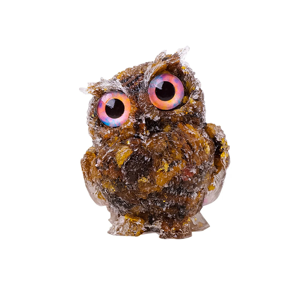 1PC Natural Owl Amethyst Rose Quartz Cute Animal Image Macadam Drip Glue Resin Owl Household Supplies Desktop Ornament Oasis Select