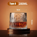 Tumbler Whiskey Glass with Base Crystal Whiskey Glasses Rotating Spinning Wine Brandy Glass Cup Drinkware for Bar Home Oasis Select Type A 280ml