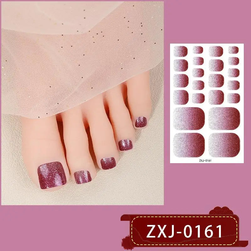 22tips Baking Free Toe Nail Sticker Adhesive Toenail Stickers for Women Summer Glitter Toe Nail Stickers Full Cover Nail Wraps Oasis Select style 2