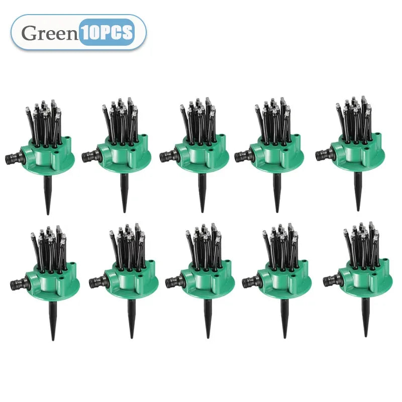 1-10PCS 360 Degree Automatic Garden Sprinklers Watering Grass Lawn Rotary Nozzle Rotating Water Sprinkler System Garden Supplies Oasis Select Green-10PCS