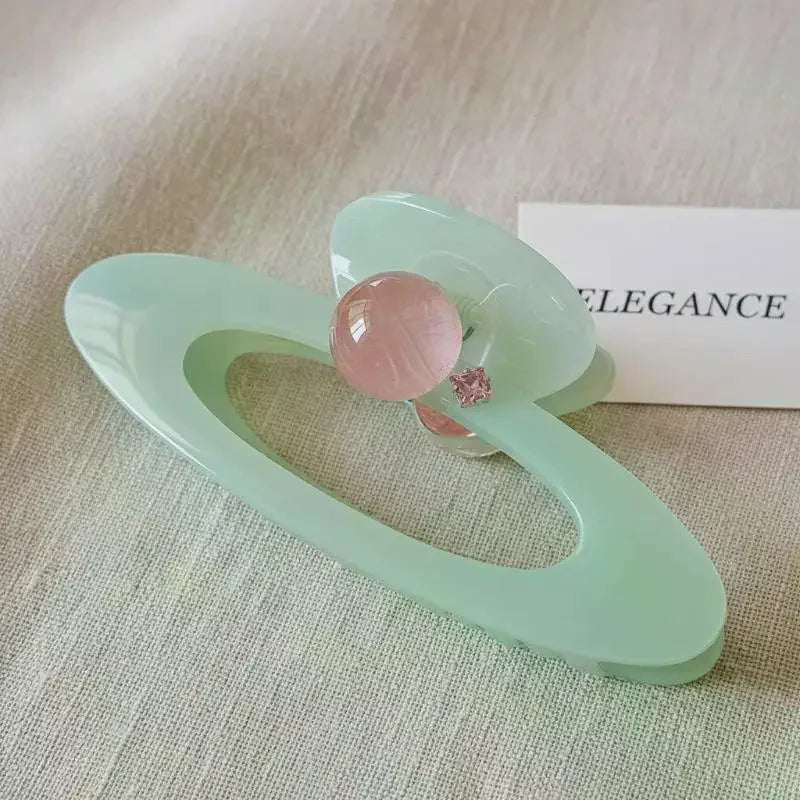 1/2Pcs Versatile Oval Hollow Out Hair Claw Pink Round Bead Planet Shape Sweet Hair Accessories For Girls 핑크 볼 헤어클로우） Oasis Select