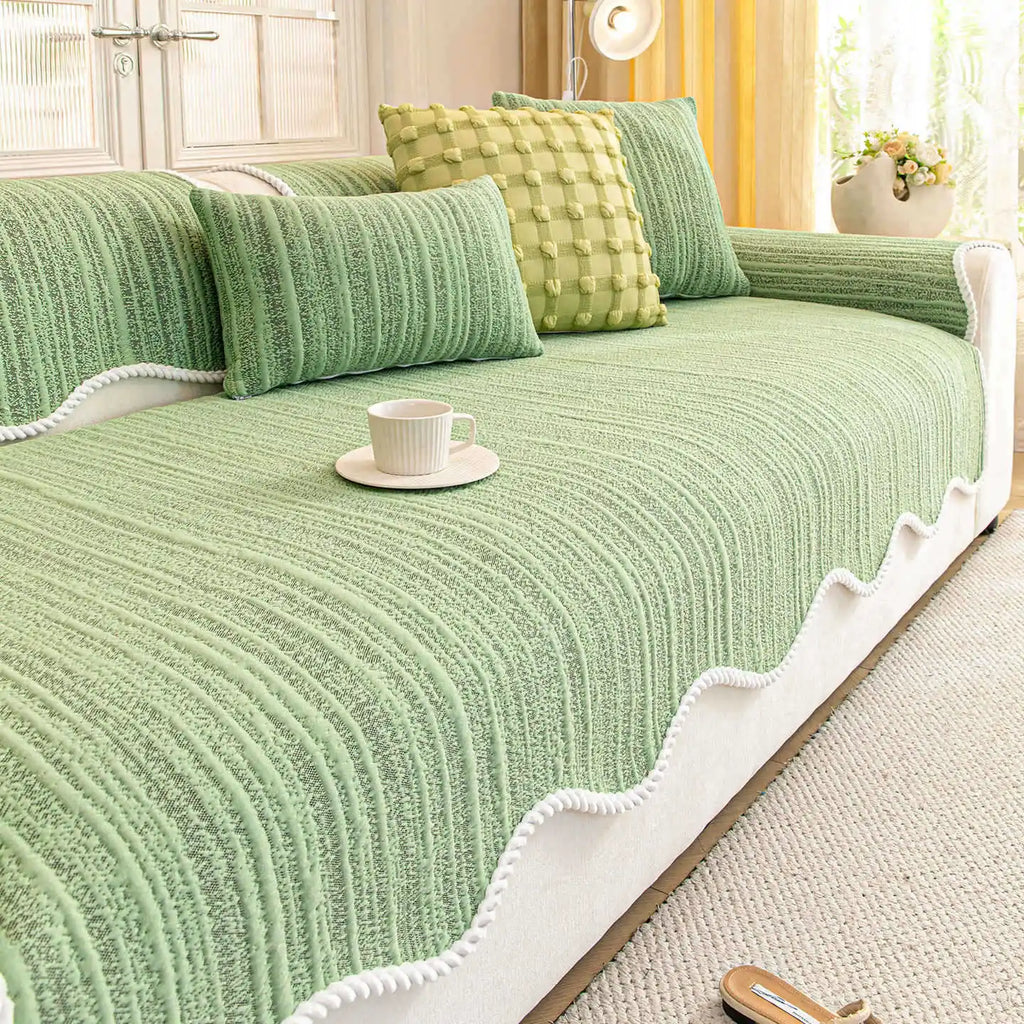 2026 New Cream Style Sofa Cushion Universal Four Seasons Non Slip Seat Pad High Grade Irregular Sofa Cover Mat For Autumn Winter Oasis Select Green grass 110cm x 180cm