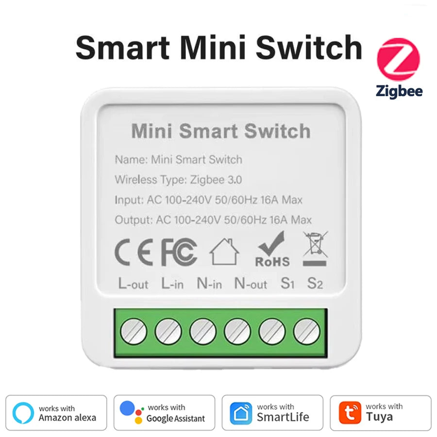 Smart WiFi/Zigbee 3.0 Switch 16A 20A Module Relay Breaker 2-way Control Work with Tuya Smart Life APP Alexa Home Assistant Oasis Select ZIGBEE 16A