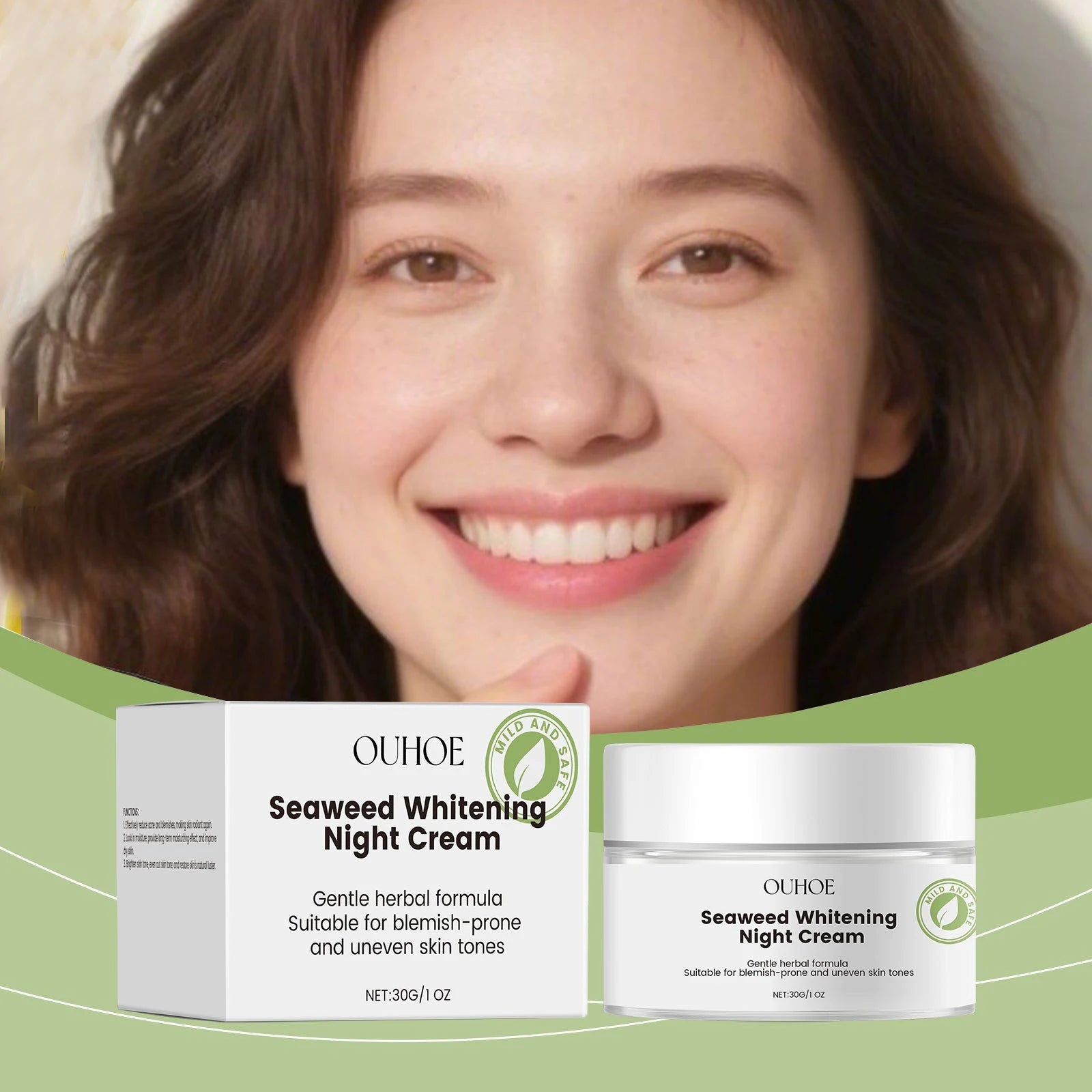 Seaweed Whitening Night Cream Nourishing Brightening Hydration Skin Repair Damaged Barrier Improve Elasticity Rejuvenation Cream Oasis Select