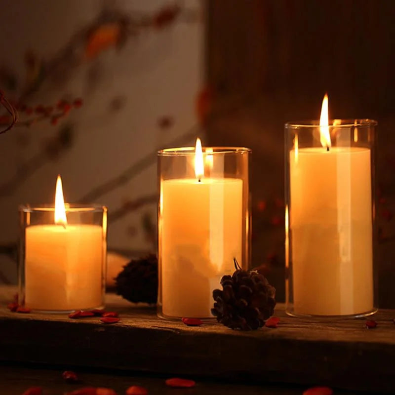 Simple Candle Cup Holder Transparent European Candlestick Empty Cups Candles Glass Light Jar Wedding Restaurant Candle Container Oasis Select