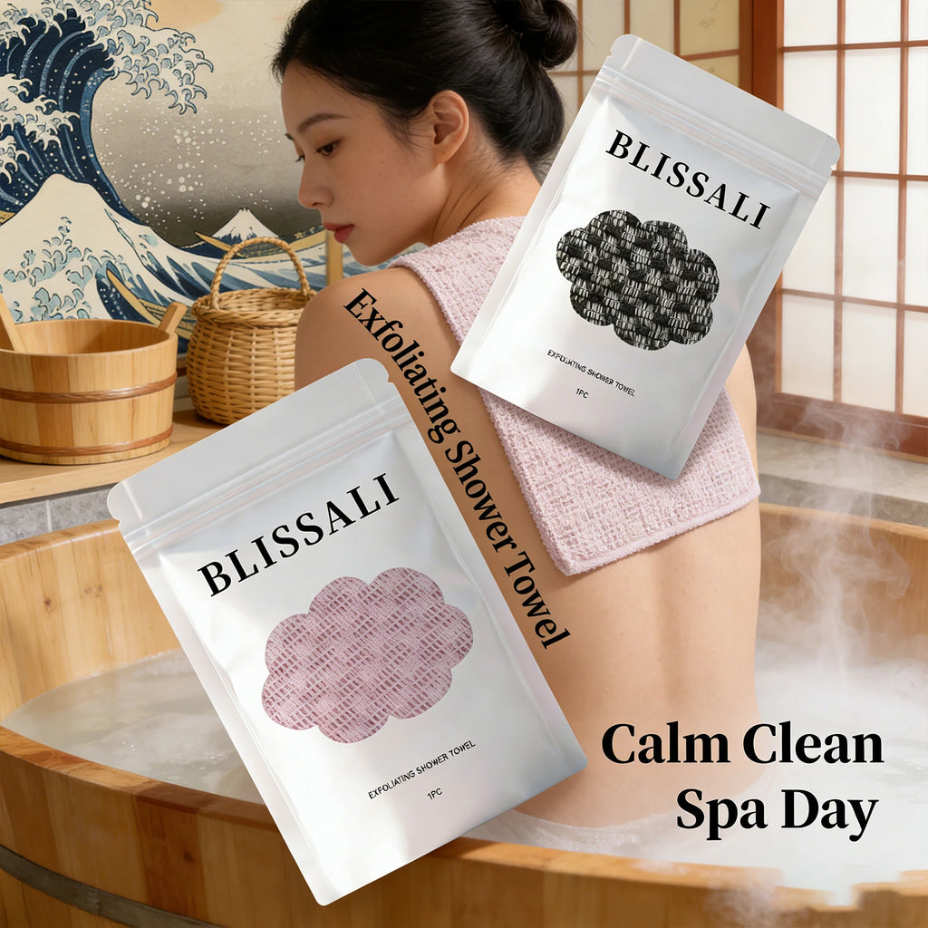 Exfoliating Towel for Back Scrub Shower Sponge Body Dual Sided Durable Bathroom Accessorie Home Travel Gentle Clean Soft Skin Oasis Select