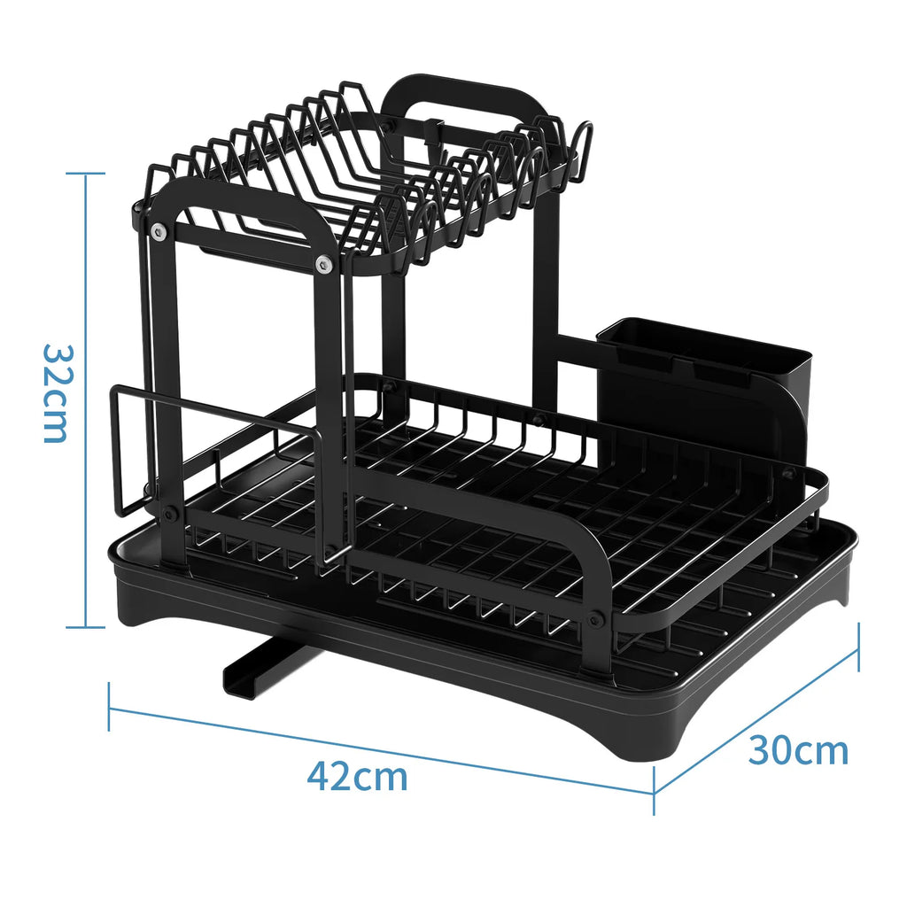 Dish Storage Rack Kitchen Shelf Narrow Small Household Dish Drain Rack Multifunctional Tableware Storage Box Cupboard Oasis Select Type H black
