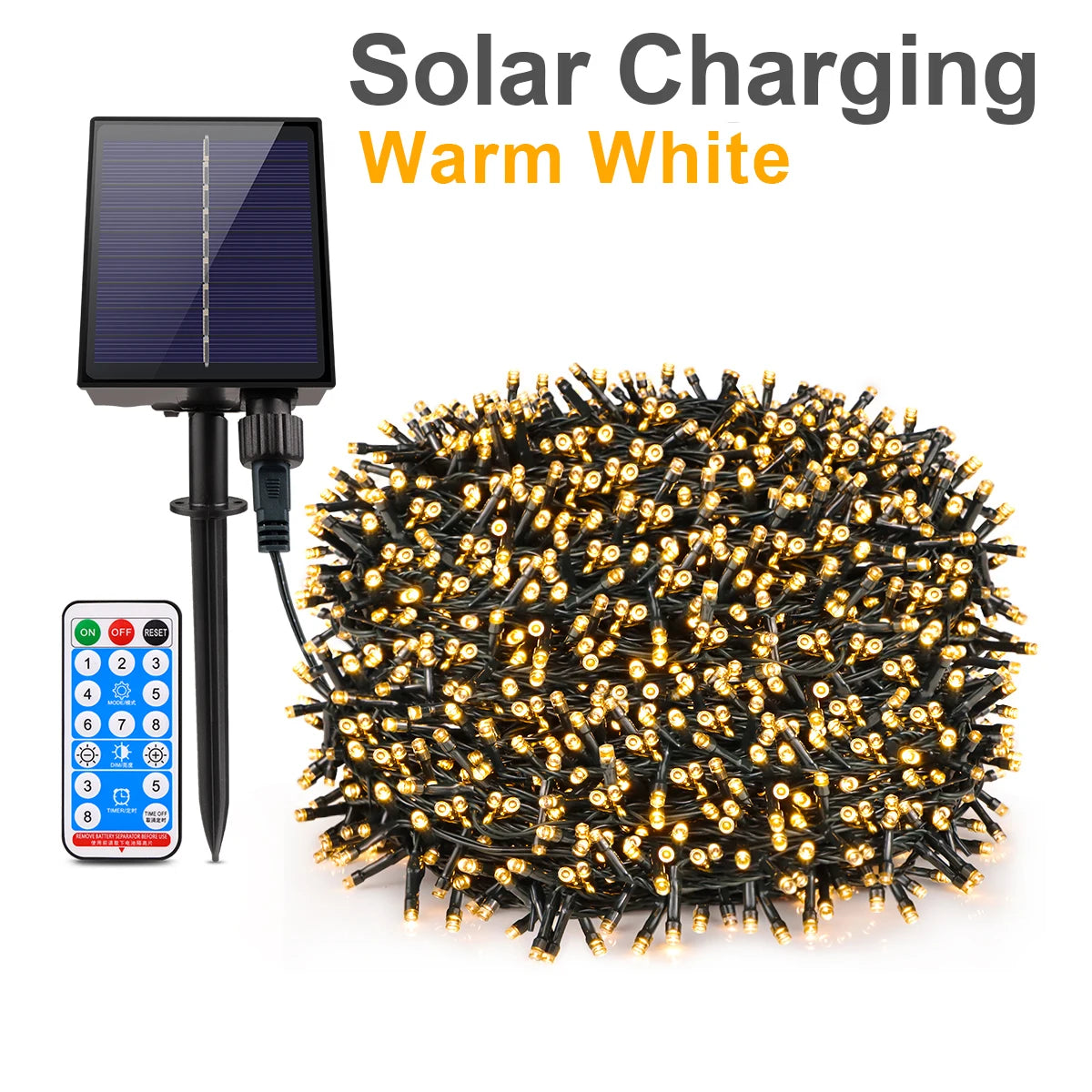 10/20/30/50/100m Solar Led Outdoor Lighting Garland Waterproof Led String Light Garden Fairy Lights Holiday Party Courtyard Lamp Oasis Select Warm White-Solar 10M 100LEDs