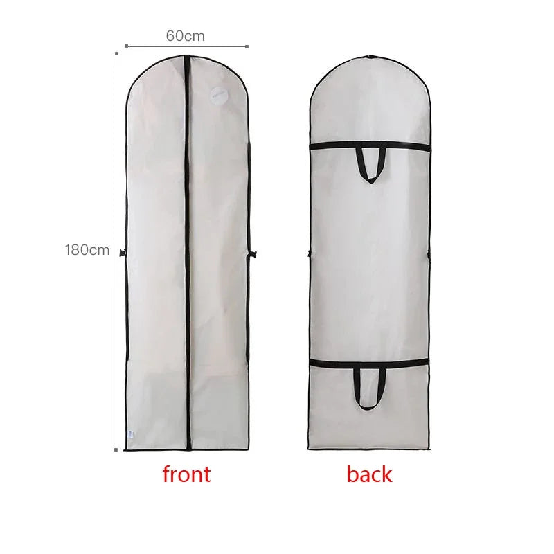 New Thickened Wedding Dress Dust-proof Bag Waterproof Coat Hanging Storage Bag Household Suit Jacket Protective Cover Oasis Select white1 pc 60*180cm